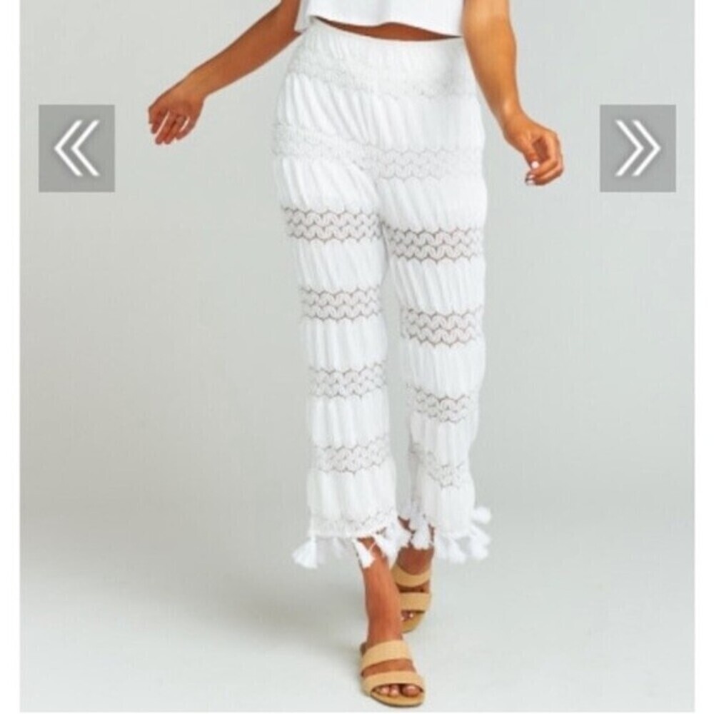 NWT Show Me Your MuMu Tassel Baby Bells Pants in Mademoiselle Lace White - Picture 6 of 9